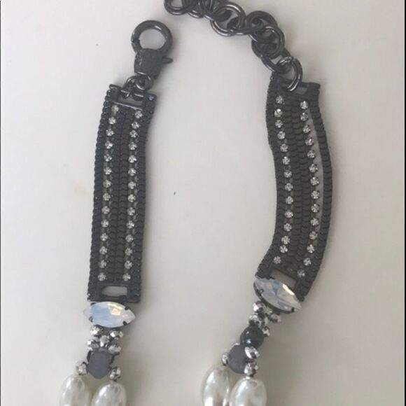 Chelsea Row Stunning Rare Necklace aGenuine Laborite,Hematite, Faux Pearl - Picture 7 of 9